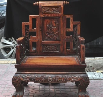 

Antiques Old Chinese Huanghuali Wood Hand-carved Bird Dragon Nobility Chair seat