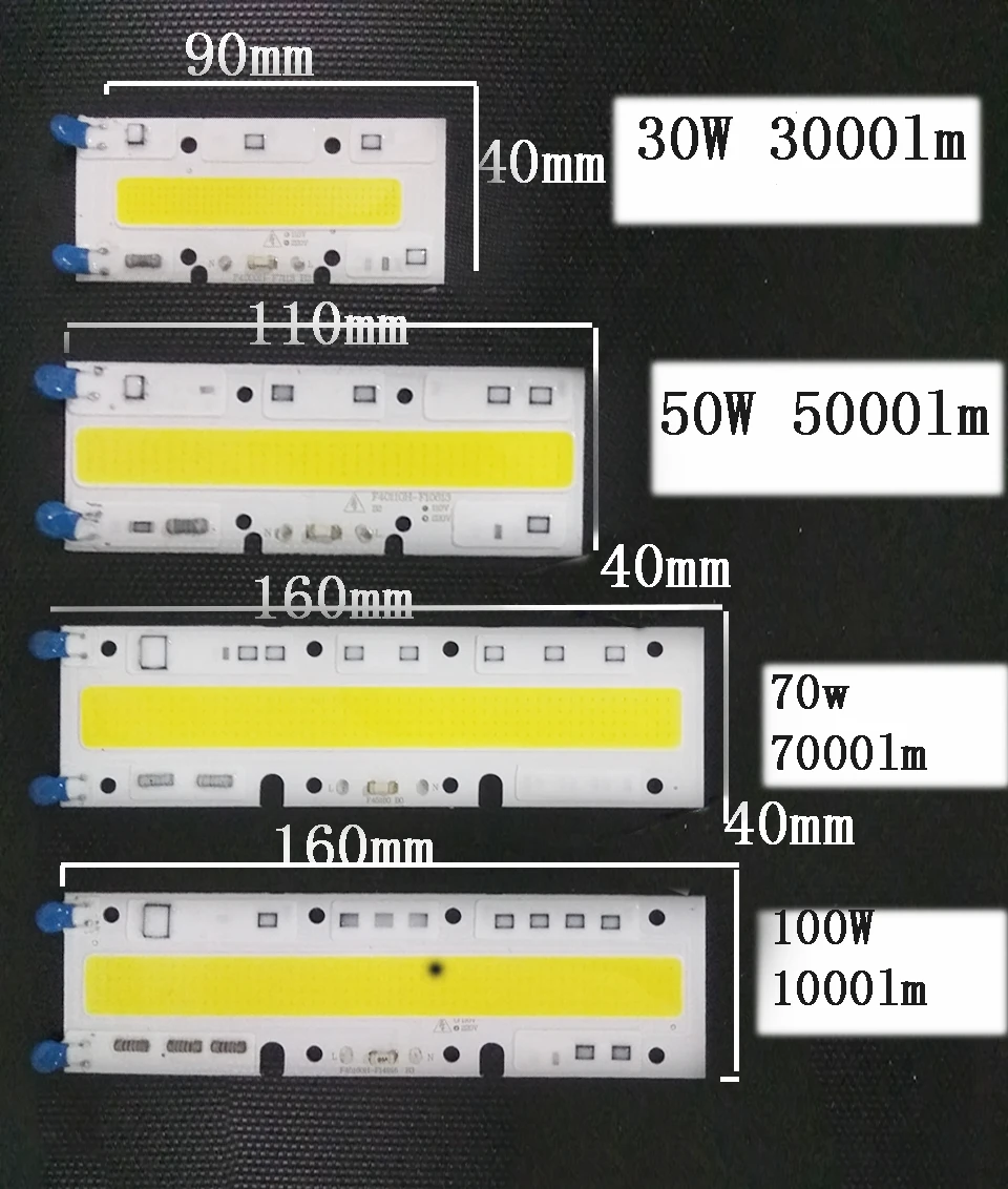 COB чип свет лампы 30 Вт 50 Вт 70 Вт 100 Вт 150 Вт 220 В Lightning prote IP65 smart ic подходит для DIY светодиодный прожектор Белый warmwhite