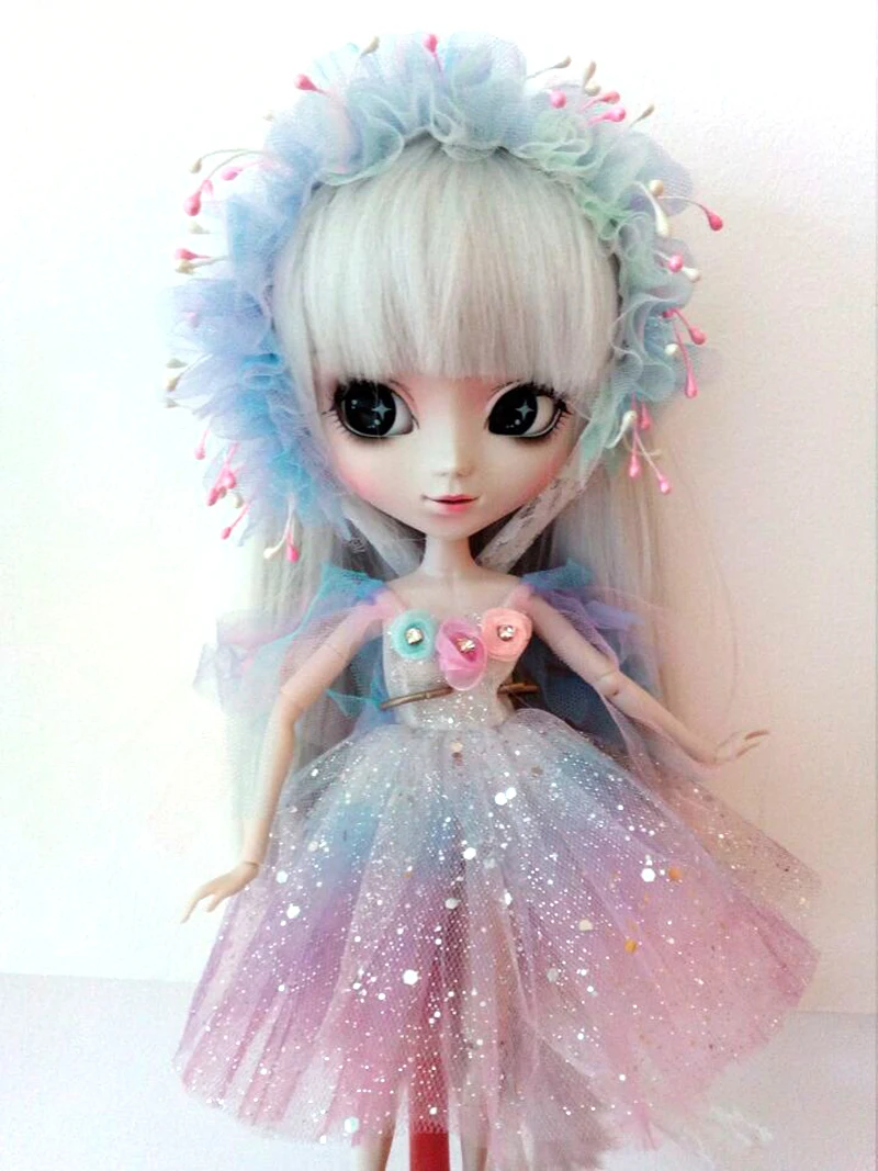1 комплект супер фея Blyth кукла небо сияющее платье с лентой для волос для Blyth, Pullip, Kurhn, Licca, Momoko Одежда для кукол без куклы