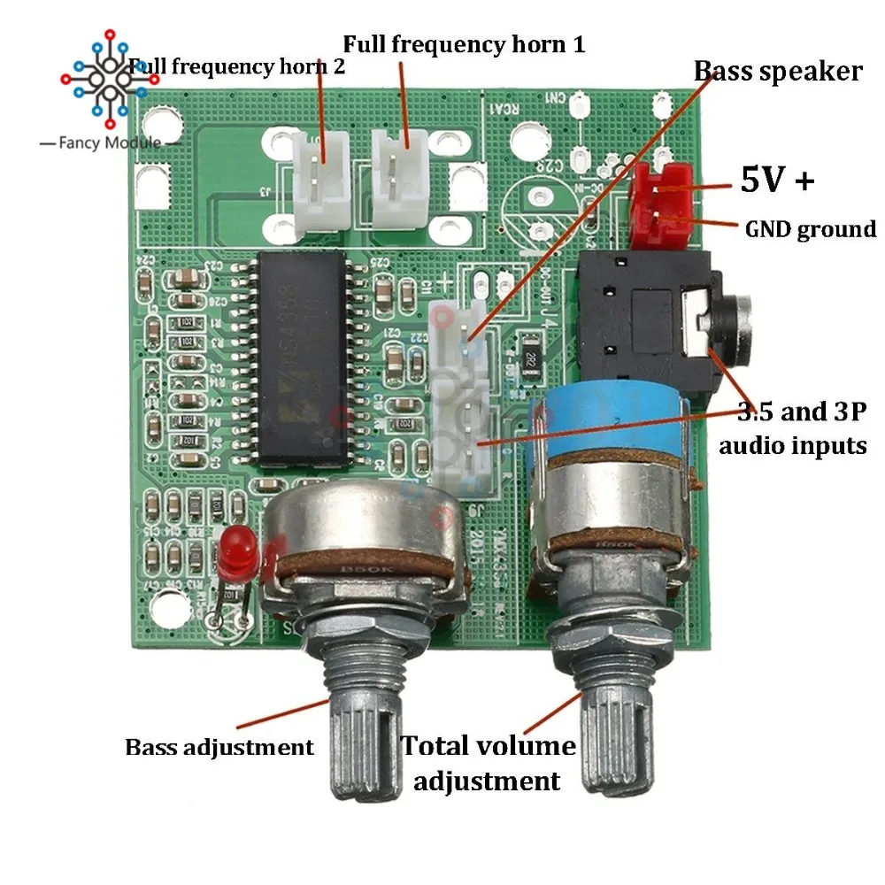 5V 20 Вт 2,1 двухканальный 3D объемный цифровой стерео усилитель класса D AMP доска