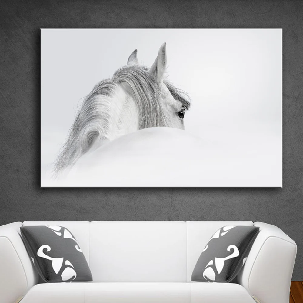

Wall Decorative Canvas Art Pictures Prints Pictures Canvas Art Prints Animal Painting White Horse for Living Room No Frame