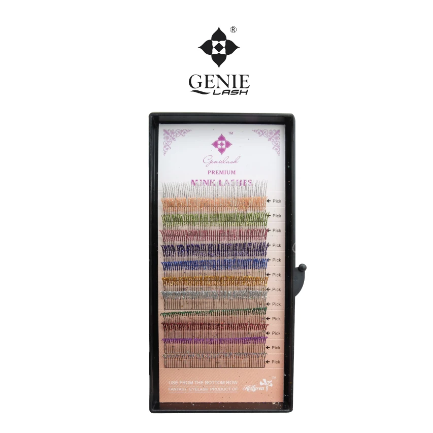 

Genie 4pcs/lot 0.15mm J Curl 10mm/12mm Glitter Faux Eyelash Eyelash Extensions for Adorning Highlighting Beauty