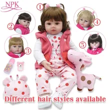Npkколлекция 48 см boneca reborn силиконовые куклы reborn baby куклы com corpo de silicone menina Детские куклы на день рождения Рождественский подарок