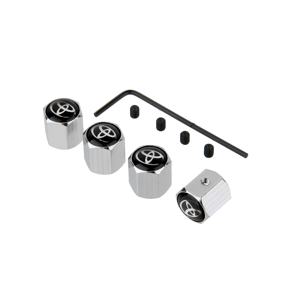 

For Toyota Scion Tundra Crown Prado Camry Corolla Highlander Cruiser Metal Anti-theft Wheel Tire Valve Caps Auto Accessories