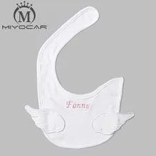 MIYOCAR персонализировать любое имя белое крыло прекрасный детский нагрудник мягкий хлопок Ангел детский нагрудник набор детский подарок на день рождения подарок для ребенка