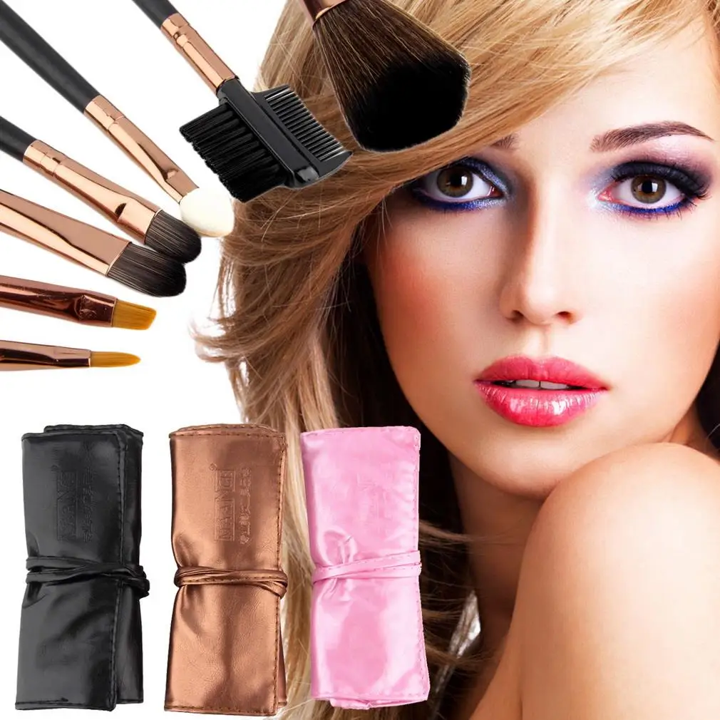 

Professional 7pcs Makeup Brush Set with Leather Bag Powder Foundation Make Up Brushes Beauty Cosmetics brochas maquillaje