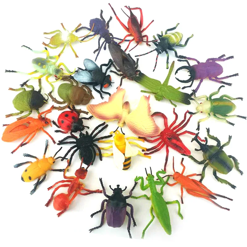 

50pcs Insects Reptiles Toy Set Centipede Spider Beetle Scorpion Cockroach Education Toys Model Mixed Animal Figure Free shipping