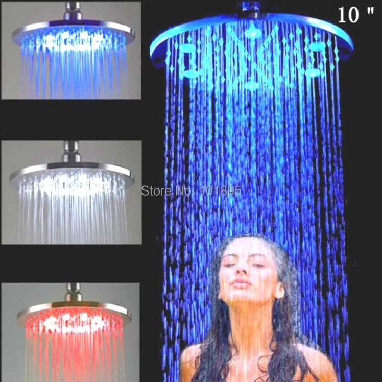 X15252 Luxury 10 Inch Brass Led Light Round Rainfall Shower Head