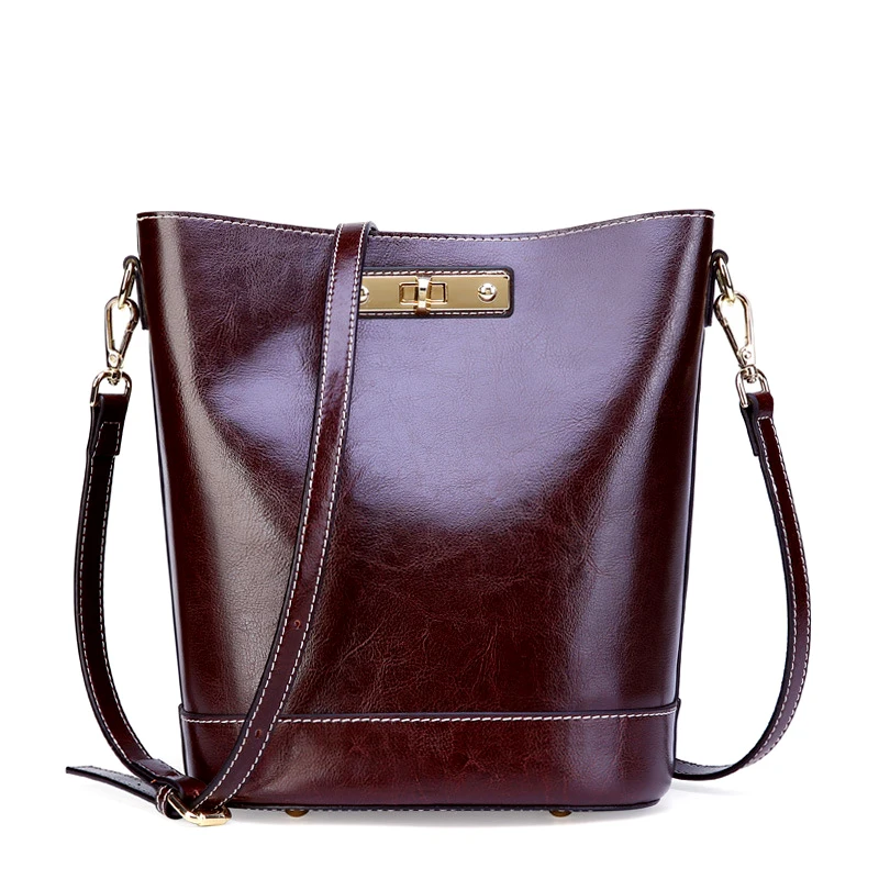 

2019 Spring New Fashion Women single Shoulder Bag Oil Wax Leather vintage Genuine leather lady handbag Messenger Bag for girl