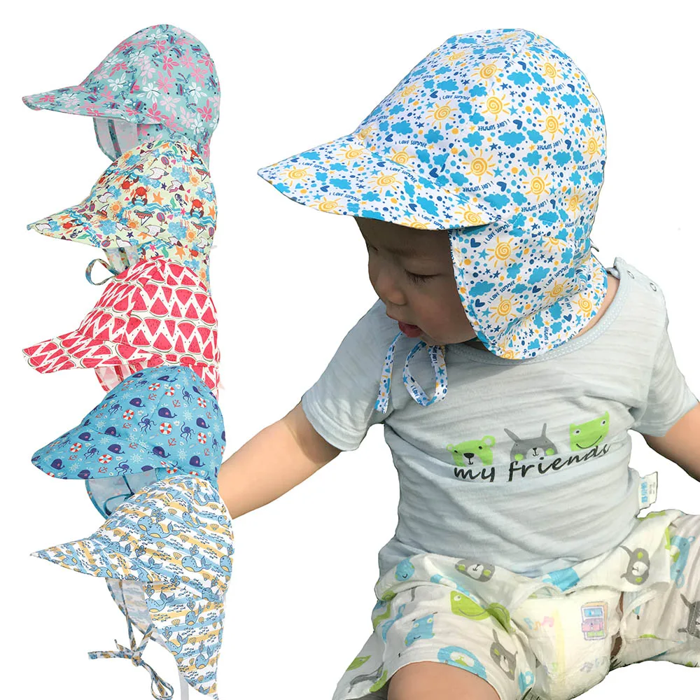 Бренд UPF50+ УФ одежда для малышей солнцезащитная Кепка летняя верхняя одежда для маленьких девочек и мальчиков, Пляжная быстросохнущая шляпа для отдыха