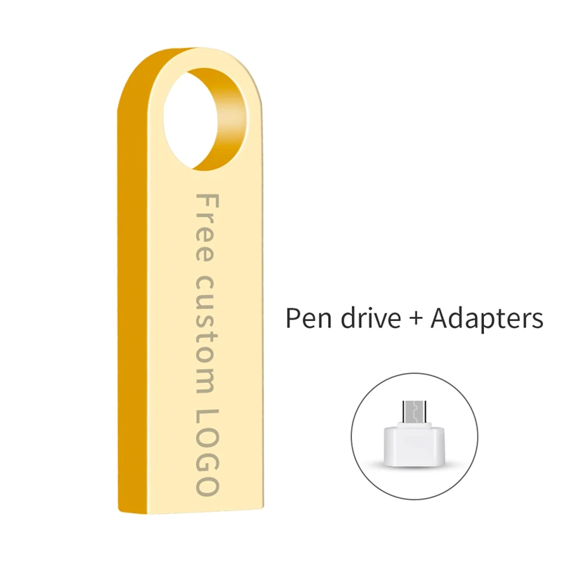 Металлическая флеш-карта памяти, 128 ГБ, 64 ГБ, 32 ГБ, 16 ГБ, 8 ГБ, 4 Гб, золотая ручка-накопитель, Usb 3,0, мини-память, USB для подарка, печать логотипа - Цвет: USB 3.0