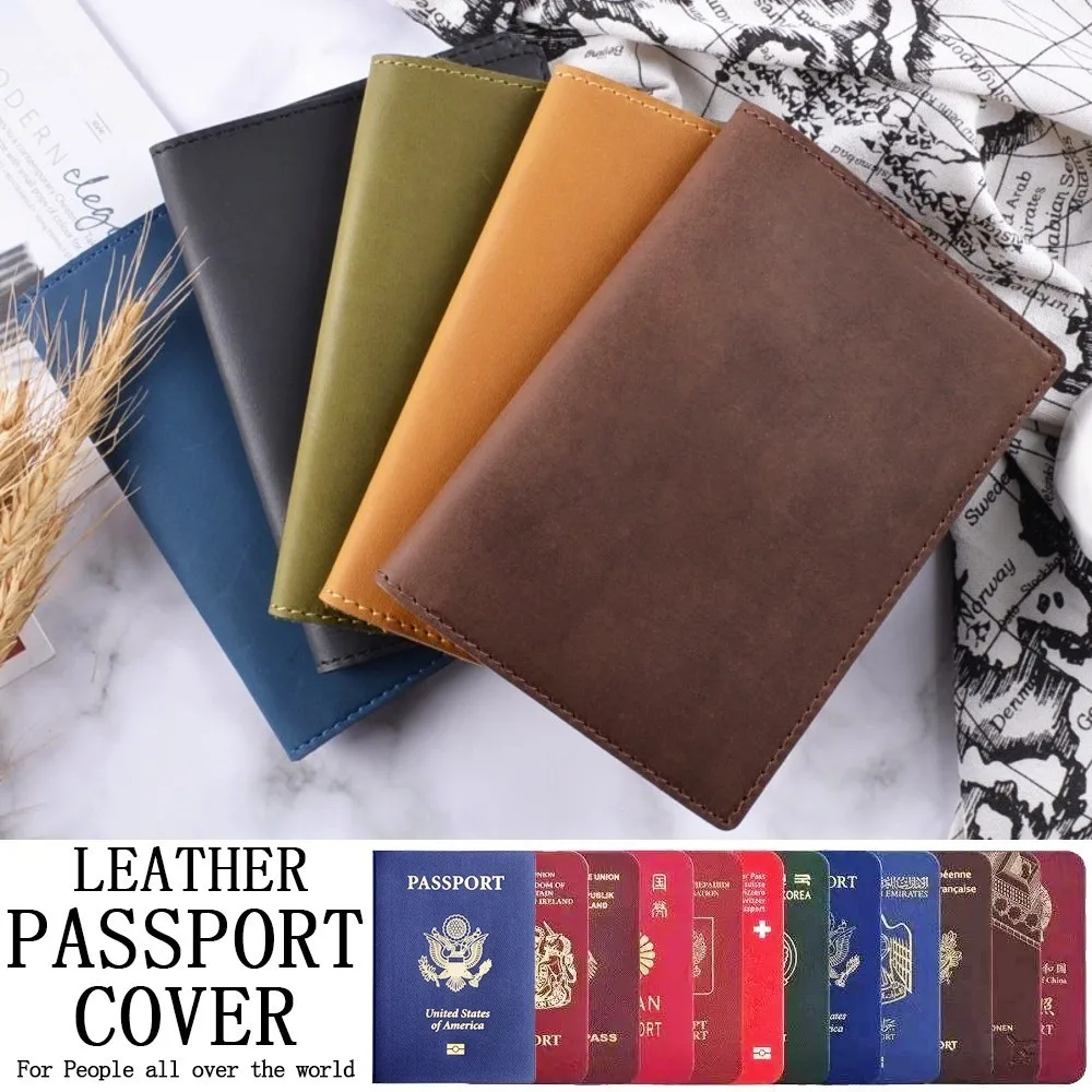 High end Genuine Leather Passport Cover Solid Credit Card Holder Vintage font b Men b font