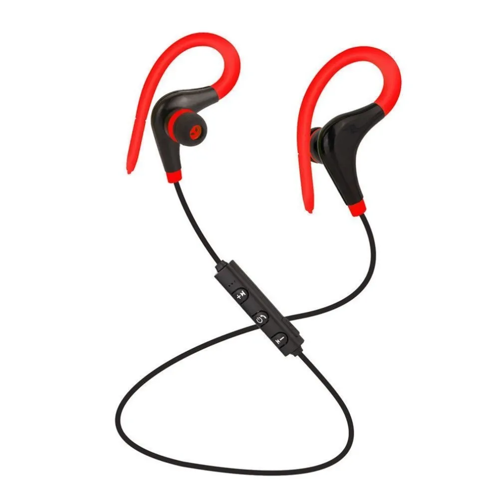Ушные крючки Беспроводной Bluetooth наушники спортивные устойчивое Беспроводной наушники громкой связи Встроенный микрофон - Цвет: Красный