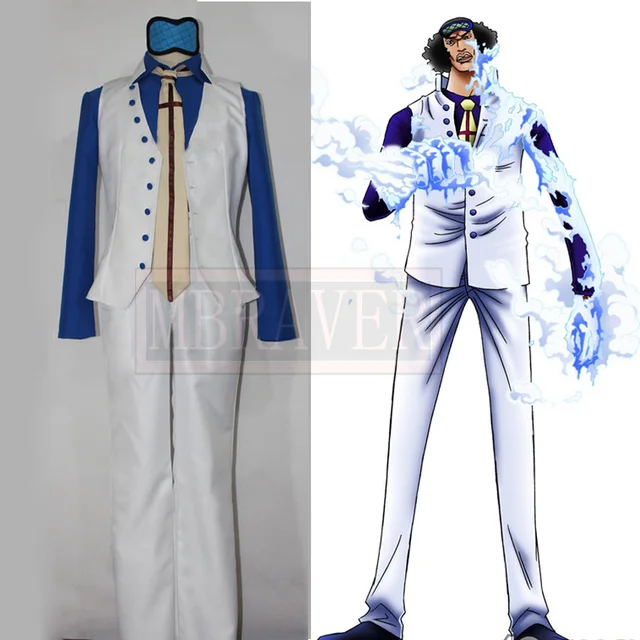 One Piece Marines Admiral Kuzan Admiral Aokiji Uniform Set Cosplay Costume