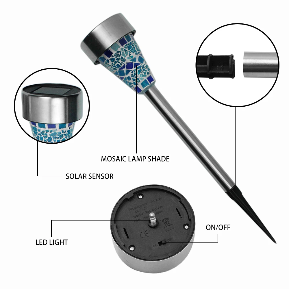 Chiclits 3pcslot  LED Solar Lawn Lamp Outdoor Garden Decoration lights Lawn Path LED Glass Mosaic Lights Blue Orange Purple (18)