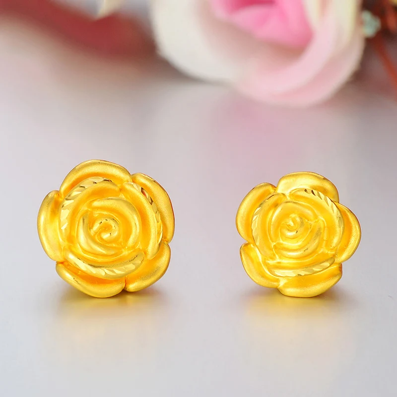 

Beautiful 3D Craft Rose Bead Pendant in Real 24k Yellow Gold 12mm H (1pcs)