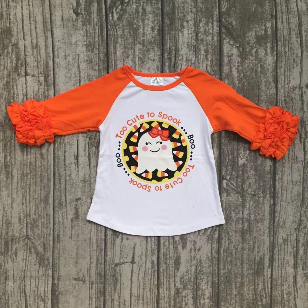Halloween Bebe Filles Boo Trop Mignon A Spook Crane Mais Boutique Top T Shirt Enfants Vetements Cerise Manches Coton Raglans Orange Aliexpress