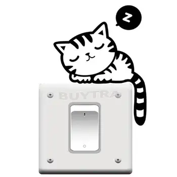 

ZLinKJ Hot New Funny Cat Switch Stickers Art Vinyl Decal Home Decor Removable Wallpaper Wall Sticker