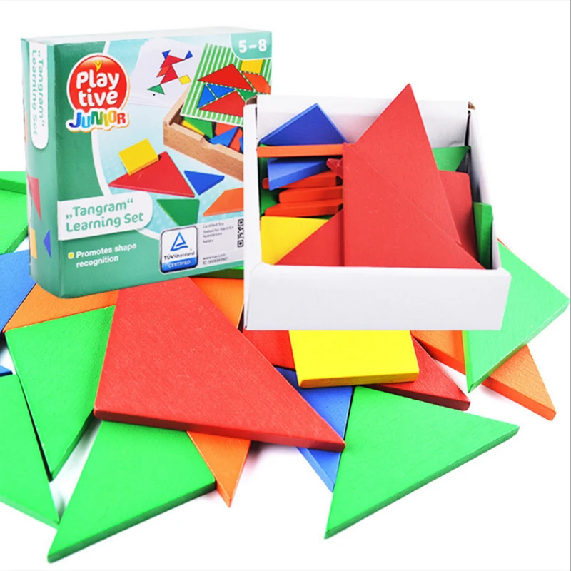 

32 Pcs Color Changed DIY jigsaw Puzzle Jigsaw Toys Wooden Children Educational Toys Baby Play Tive Junior Tangram Learning Set