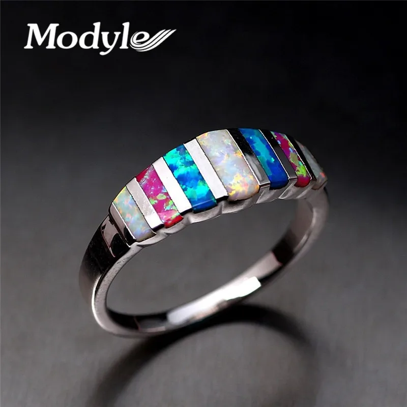 

Modyle Colorful Fire Opal Zirconia Silver Color Wholesale Hot Sell Ring for Women Jewelry Wedding Ring