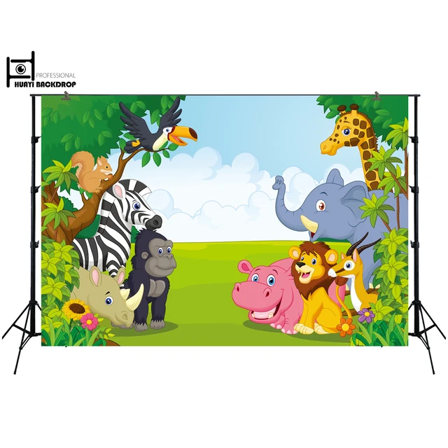 huayi fun jungle animals photography backdrops photo background baby baby birthday banner