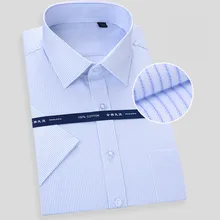 Плюс размер качество хлопок без груди летняя футболка с карманом нежелезная полосатая/Добби/простые однотонные мужские деловые костюмы рубашки