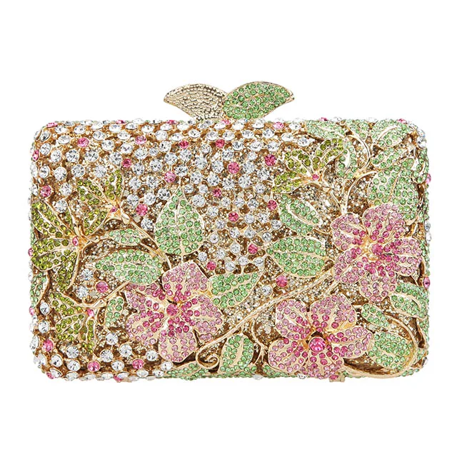 Fawziya Kisslock кошельки с дизайном «цветок» со стразами Кристальный клатч вечерняя сумка - Цвет: Multicoloured