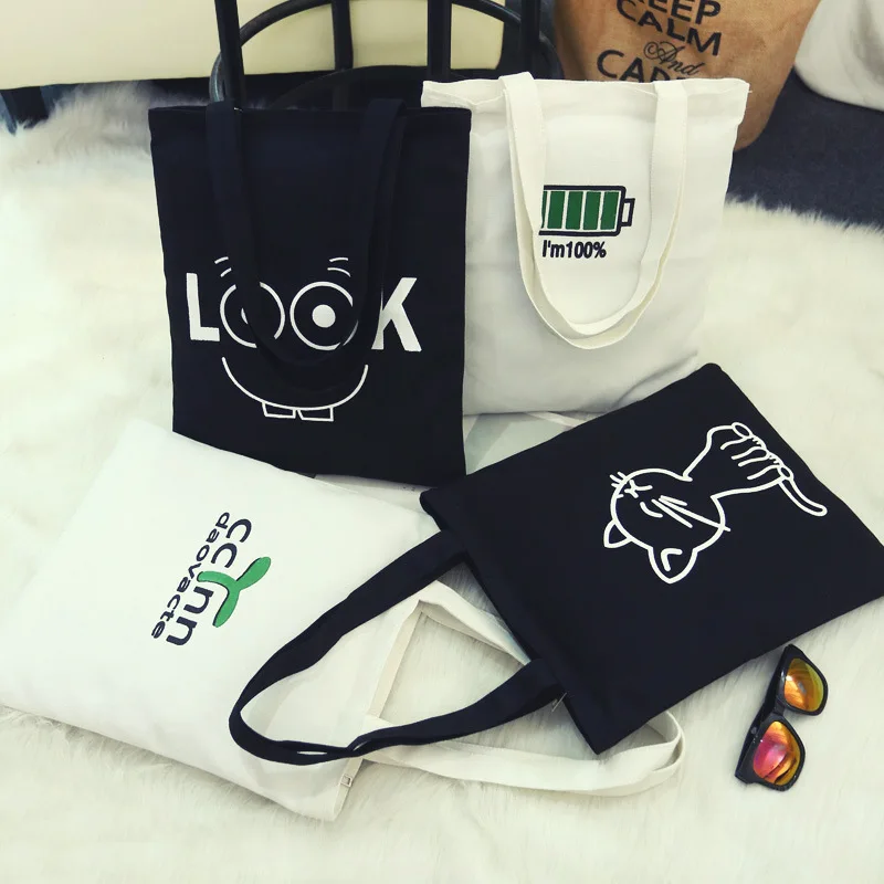 

Korean literary canvas bag student shoulder bag letter canvas simple Mori female fashion shopping bag