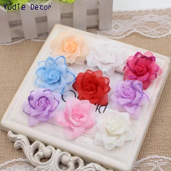 

100 Pcs/lot Artificianl powder fabric roses Fowers For Wedding Home Christmas party Decoration Craft Handmade DIY Supplies