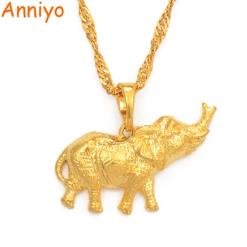 

Anniyo Gold Color Mini Elephant Pendant Necklaces for Women Girl Charm Animal Jewelry Chains #066004