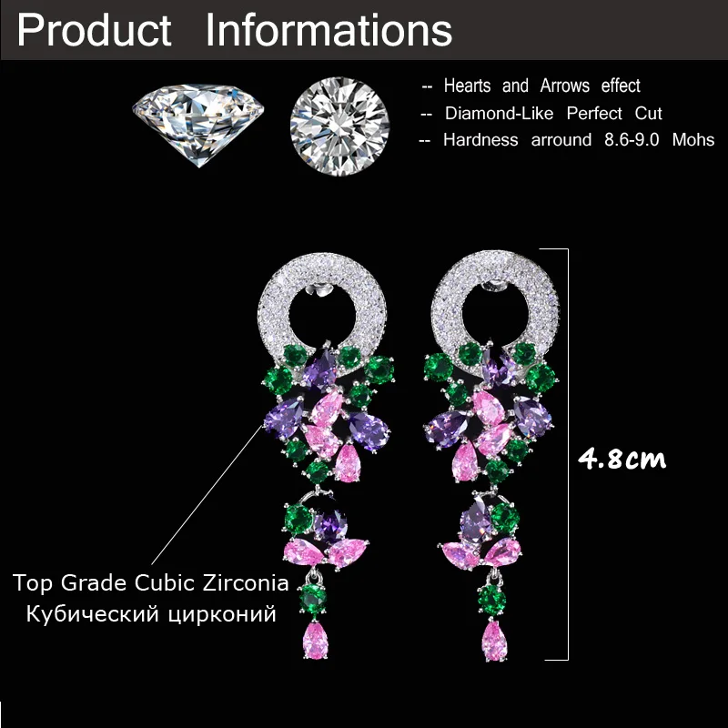 CWWZircons Модная Бижутерия для Женщин Красивые Длинные Свисающие Серьги Серебряного