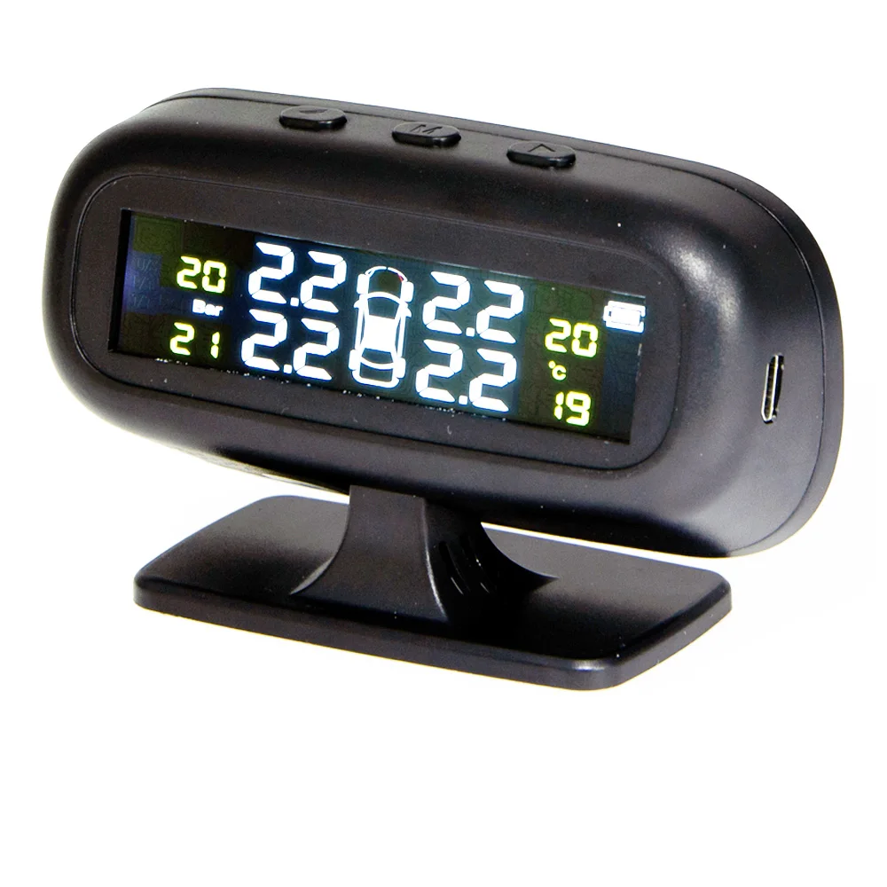 2019 Tire Pressure Monitoring System Car Solar TPMS Tire Pressure Alarm System With 4 Internal External Sensors For Cases