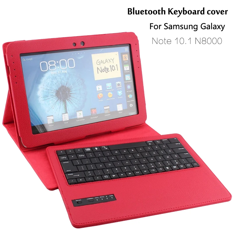 

For Samsung GALAXY Note 10.1 N8000 N8010 Bluetooth Keyboard Portfolio Folio PU Leather Case Cover + Stylus Pen + Film