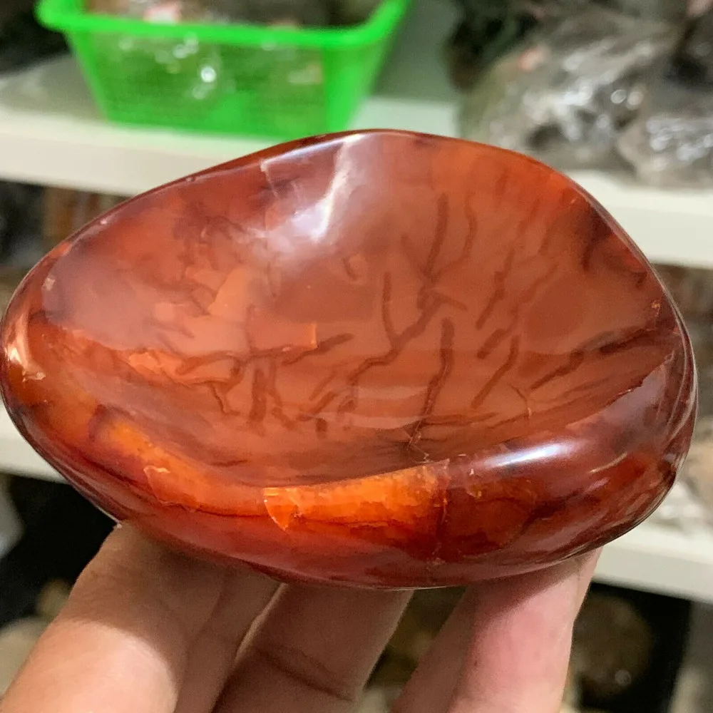 

Natural carnelian Quartz Crystal Ashtray Mineral specimen healin