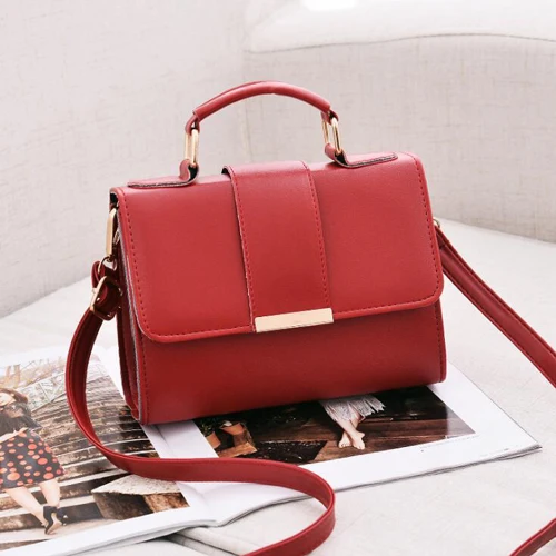 Летняя модная женская сумка, кожаные сумки, ПУ сумка на плечо, маленькие сумки через плечо с клапаном для женщин, сумки-мессенджеры - Цвет: Красный