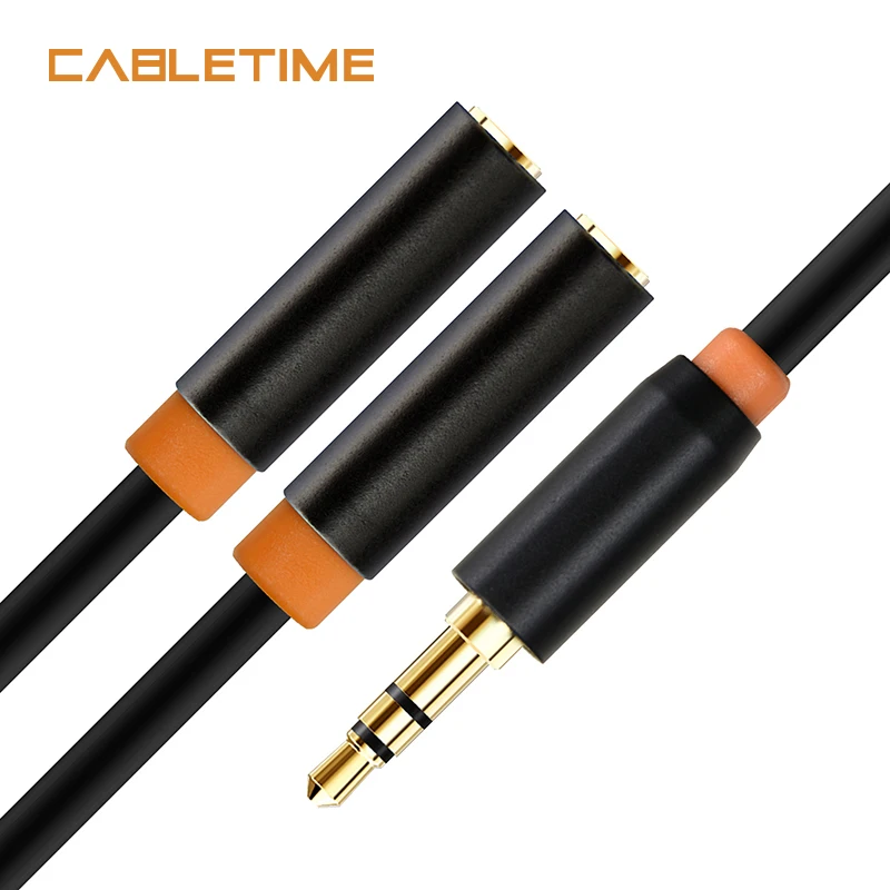 Cabletime 3 5 мм штекер 2RCA Женский Кабель Aux кабель Джек стерео Выход аудио сплиттер