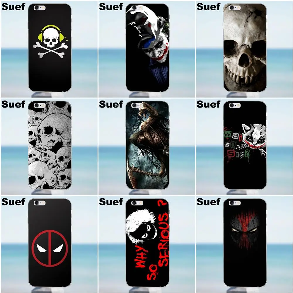 Для iPhone X 4 4S 5 5S 5C SE 6 6S 7 8 Plus Samsung Galaxy A3 A5 J1 J3 J5 J7 2016 2017 TPU Cute Skin Joker Skull And Deadpool | Мобильные
