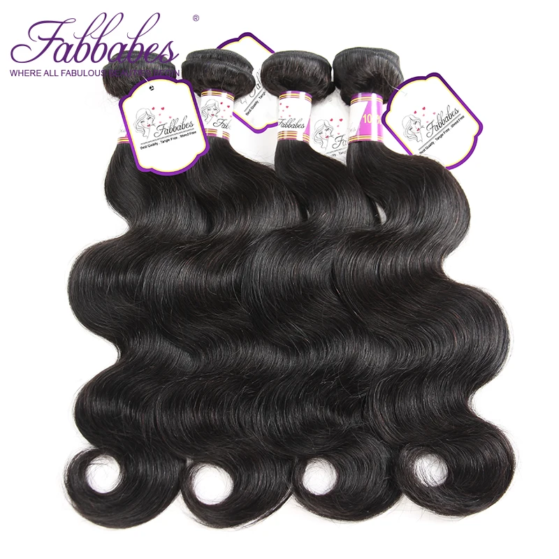 Fabbabes волос 4 Связки перуанский объемная волна 100% человеческих волос расширением Волосы remy натуральный Цвет 10-28 дюймов Бесплатная доставка