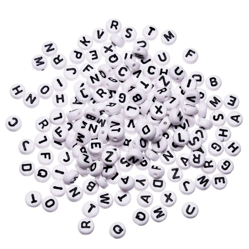 100x cuentas sueltas de del alfabeto de letras blancas para pulsera, joyería DIY, beads|beads for braceletsletters alphabet AliExpress