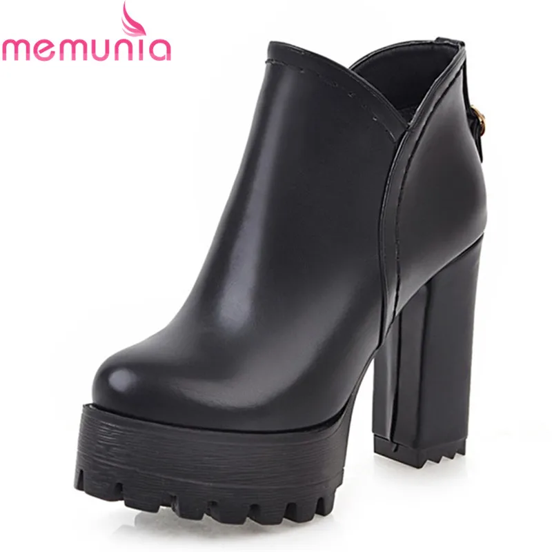 MEMUNIA new arrival 2020 waterproof boots slip on platform ankle solid round toe simple high heel shoes womens sexy | Обувь