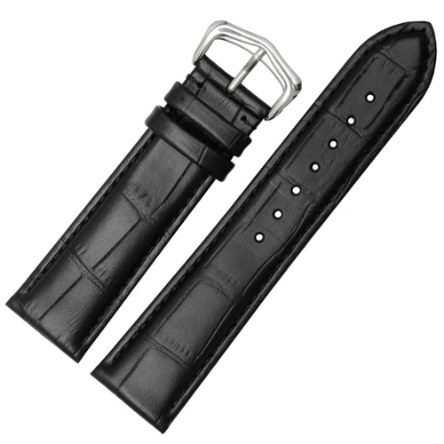 PEIYI ремешок для часов из мягкой телячьей кожи ремешок для часов 18 мм 20 мм 22 мм 24 мм кожаный ремешок аксессуары для часов браслет для Cartier - Цвет ремешка: Black