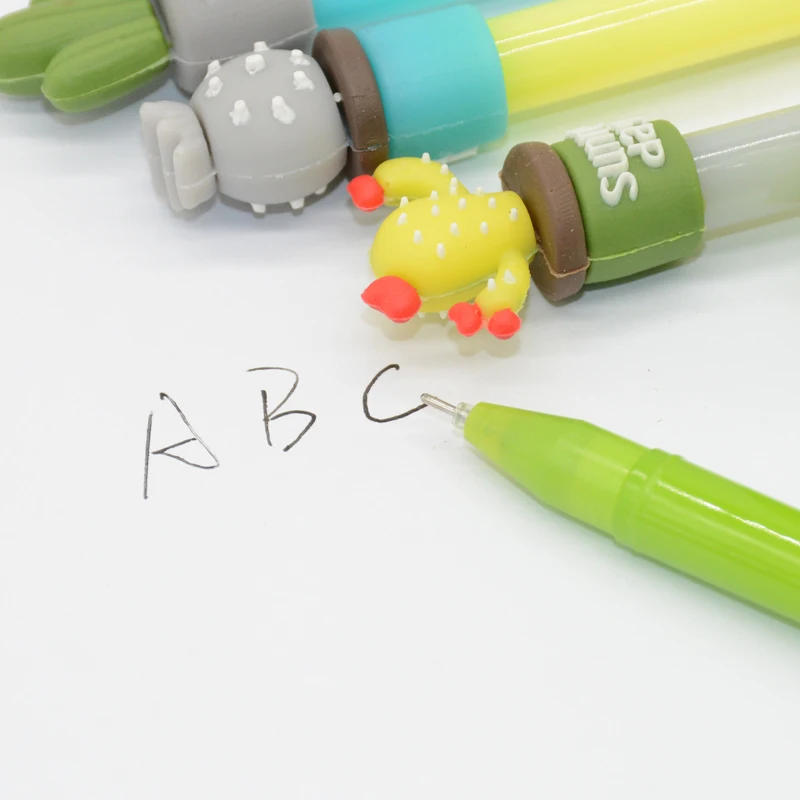 4 Pcs/Set gel pen cute cactus kawaii 0.5mm kalem caneta fourniture papeleria bureau Solid color stationery material escolar