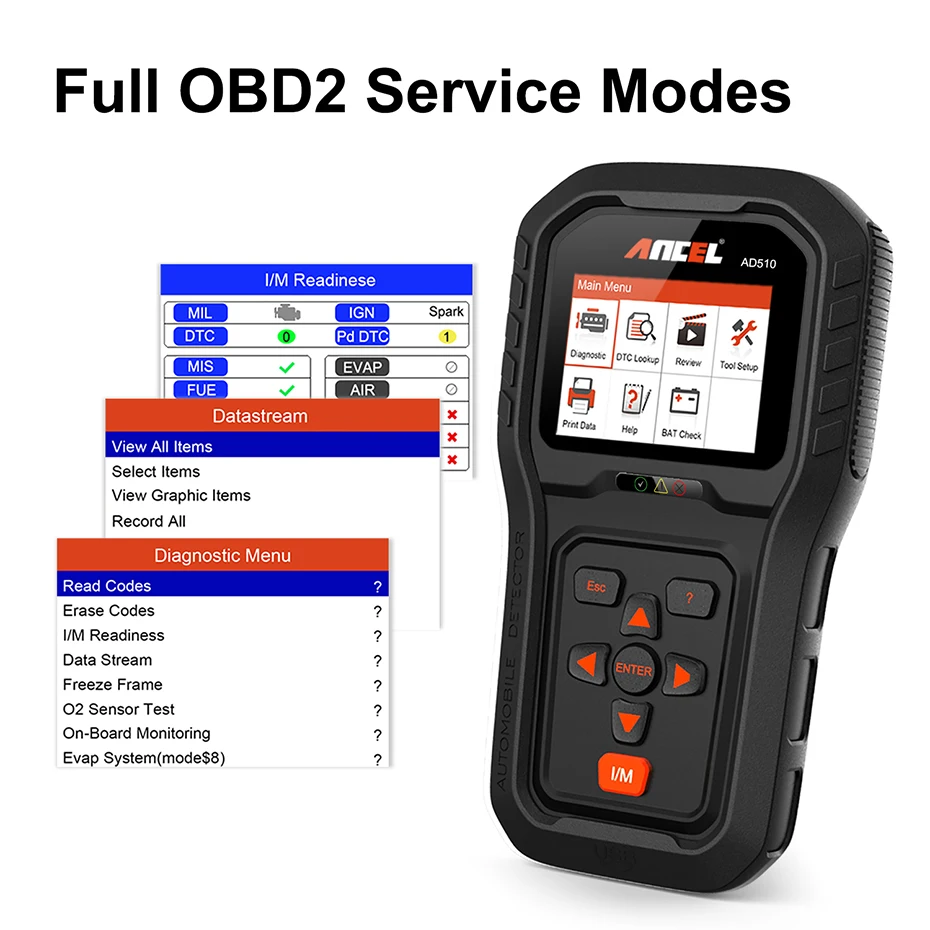 Ancel AD510 Pro OBD2 автомобильный диагностический сканер OBD2 сканер полная функция считыватель кода двигателя тестер батареи ODB сканер