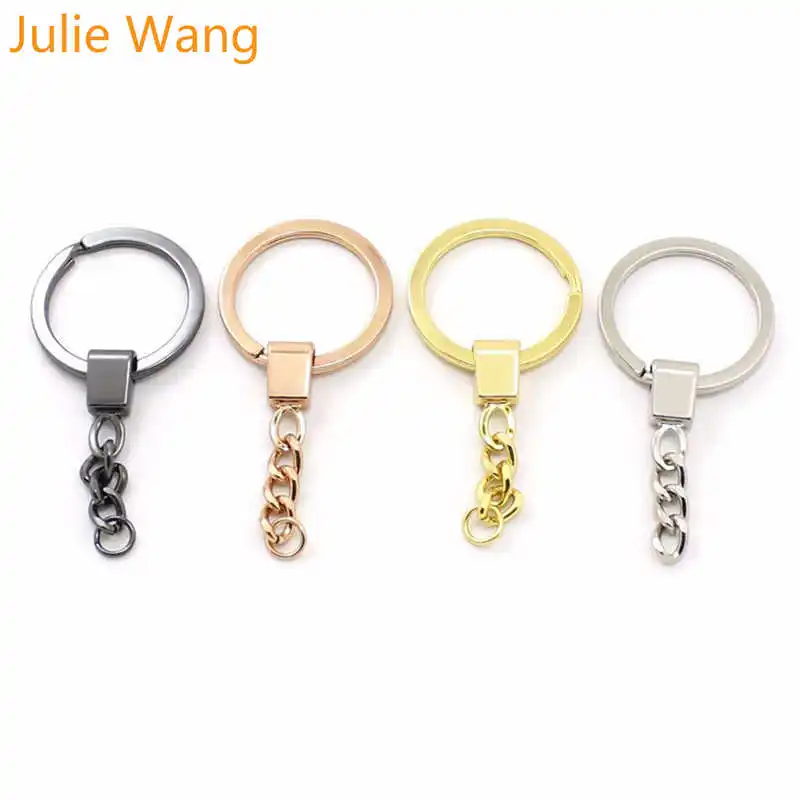 

Julie Wang 10PCS Copper Keyring Keychain Split Ring with Short Chain Keychains Key Chains Handmade Jewelry Making Accessory