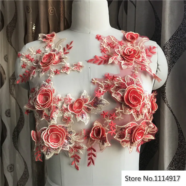 3D свадебное платье Кружевная аппликация цветок ткань патч ручной работы DIY свадебный головной убор кружевной воротник 1 шт
