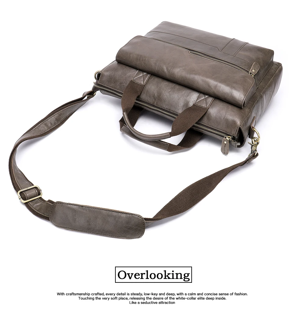 MVA кожа из натуральной кожи мужской портфель 14 дюймов ноутбук сумка для компьютера Модные мужские деловые и повседневные сумки