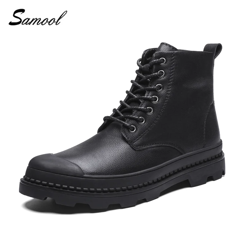 

2018 High Quality Genuine Leather Men Boots Boots Shoes High Top Motorcycle Autumn Winter Shoes Man Snow Boots Botas X3