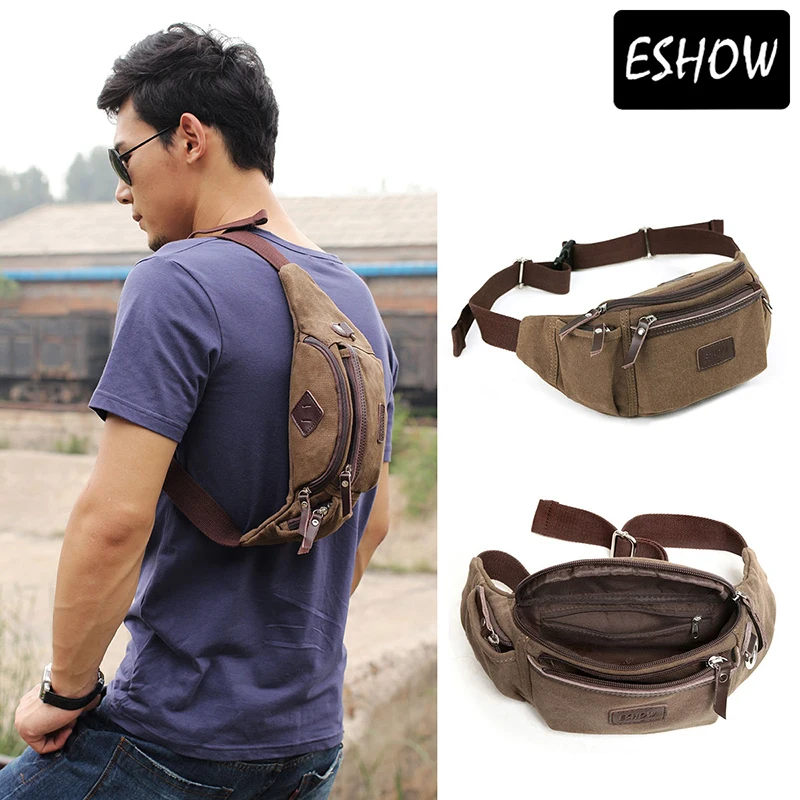 Eshow Canvas Men Waist Pack Running Bag Brown Fashion Eshow Canvas Men Waist Pack Running Bag Brown Fashion Purse Bfy000011 In Packs From Luggage Bags On Aliexpress Alibaba Group