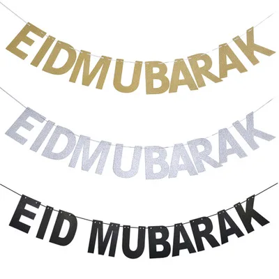 ИД Мубарак баннер блеск EID фестиваль гирлянда из ткани исламистского украшение Мубарак Рамадан транспарант kareem Рамадан поставки