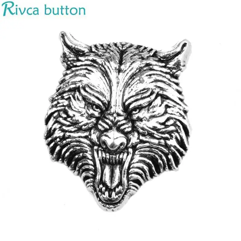

2018 High Quality Animal Metal Silver color Snap Button For Man Bracelet 18mm lion tiger wolf Snap Button alloy fashion Jewelry